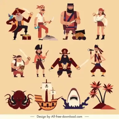 pirate design elements classical emblems sketch