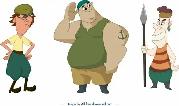 pirate icons funny cartoon characters design