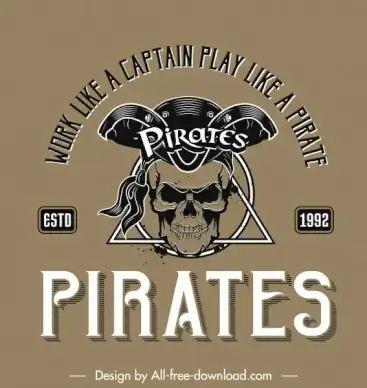 pirate logo templateclassical horror skull wording texts