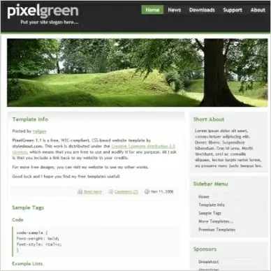 Pixel Green 1.1 Template