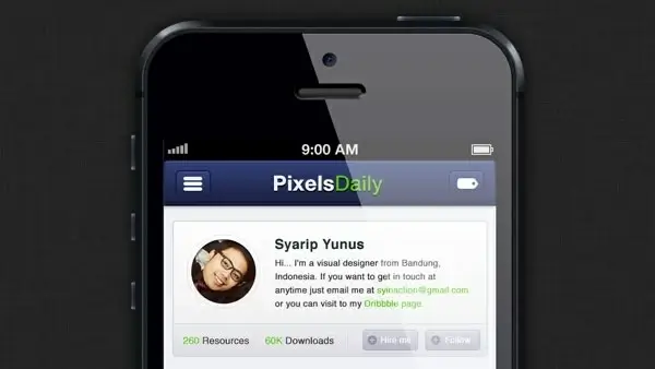 PixelsDaily iPhone App Interface PSD & CSS