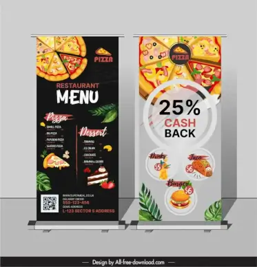 pizza restaurant menu template standee contrast design 