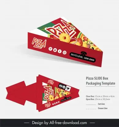 pizza slide box packaging template elegant modern triangle shape