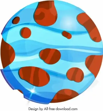 planet icon shiny colorful circle decor closeup design