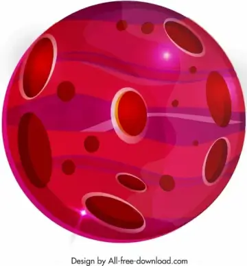planet icon shiny pink circle design holes decor