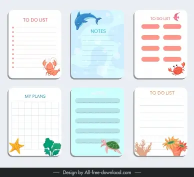  planner notepad design elements cute oceam elements