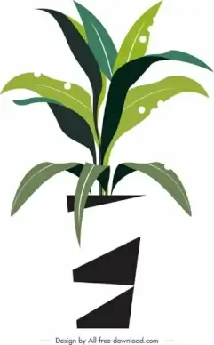 plant background green leaves pot icons decor