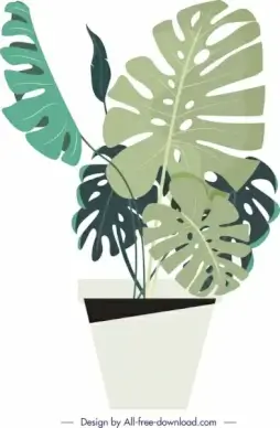 plant background tree pot leaves icons sketch