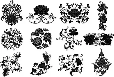 plant flourish decorative elements vector