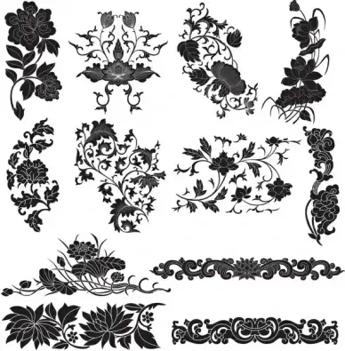 plant flourish decorative elements vector
