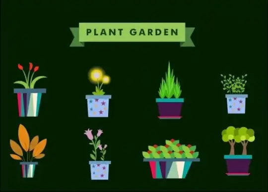 plant garden design elements various flowers vase icons