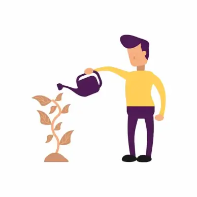plant growing icon flat classic cartoon sketch