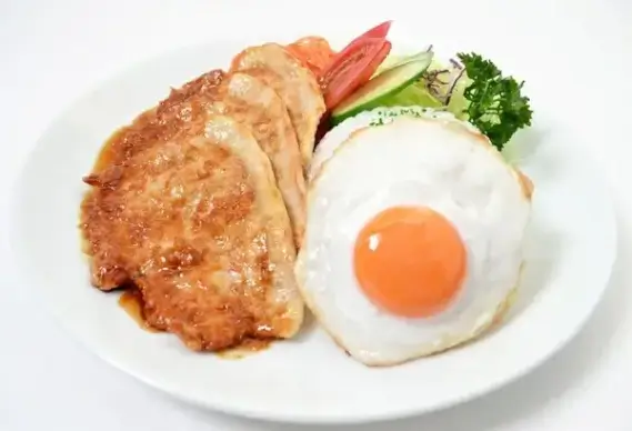 plate lunch pork ginger and eggs