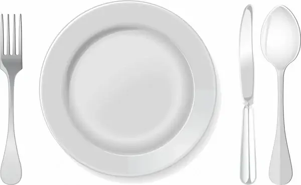 Plate with spoon, knife and fork