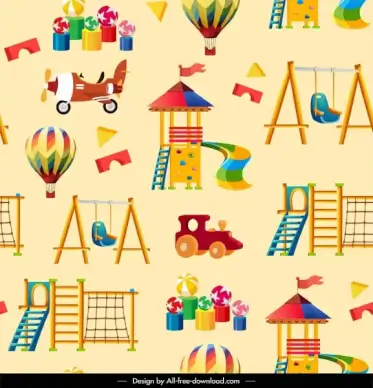 playground element pattern bright colorful toys sketch