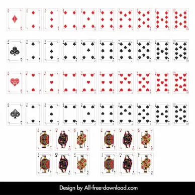 playing card design element flat classic sketch