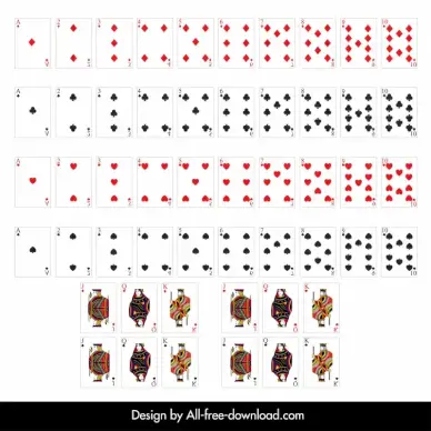 playing card templates flat symmetric symbols sketch