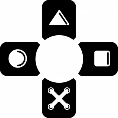 playstation button sign template flat black white geometric outline