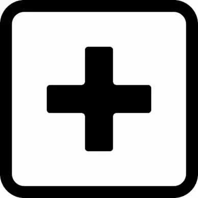 plus square button sign flat contrast black white outline