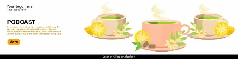 podcast tea cup advertising banner template elegant classic decor
