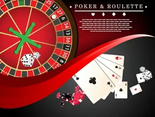 poker roulette background card cubes wheel icons decoration