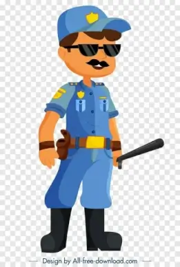 police career icon cartoon character sketch