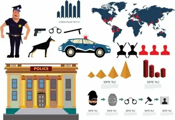 police job design elements various symbols isolation
