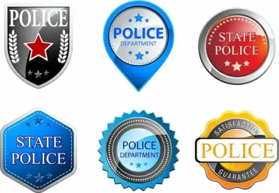 police medal collection various shiny colored shapes