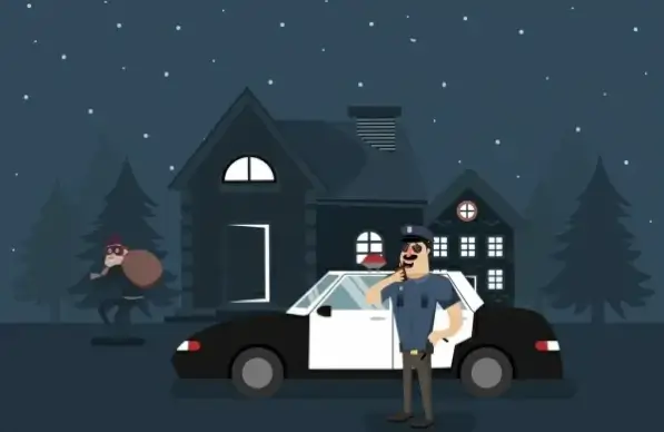 police patrol theme office thief icon colored cartoon