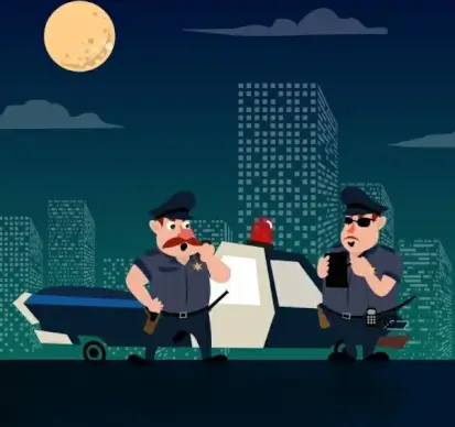 policeman icons colored cartoon design