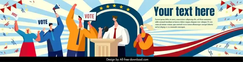 political campaign banner  dynamic cartoon design