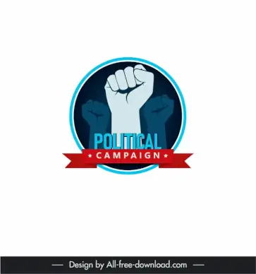 political campaign group logotype isolated fist hands ribbon decor