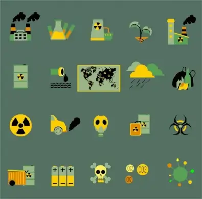 pollution concept icons illustration with colored symbols