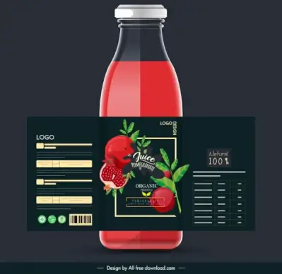 pomegranate juice bottle template modern elegant dark decor