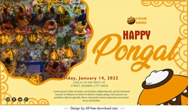 pongal happy banner template realistic modern classic design