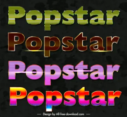 popstar styles sign design elements modern colored texts sketch