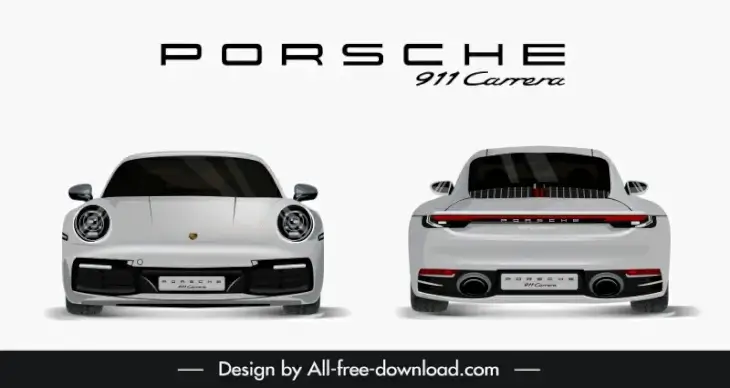 porsche 911 car advertising template modern front view rear view sketch