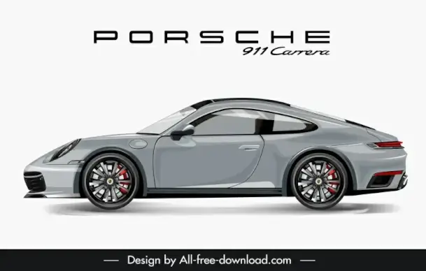 porsche 911 car advertising template shiny modern side view outline 
