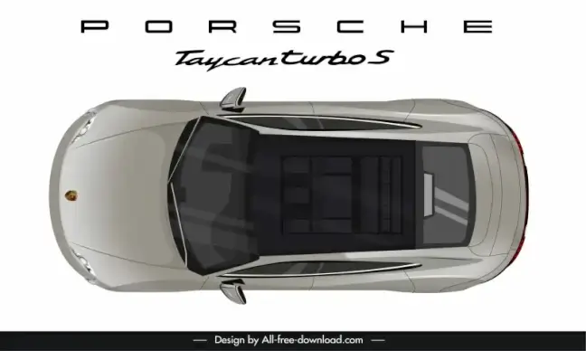 porsche taycan car model icon modern flat top view sketch