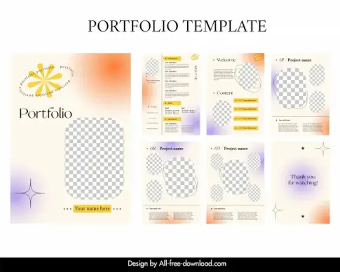portfolio layout template flat elegant checkered 