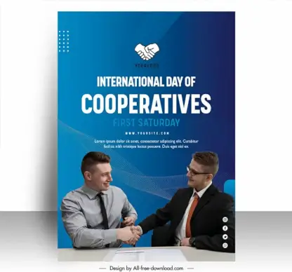 poster cooperatives day template eleagant dynamic businessmen sketch modern realistic design