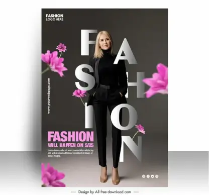 poster fashion template elegant beautiful lady petals decor