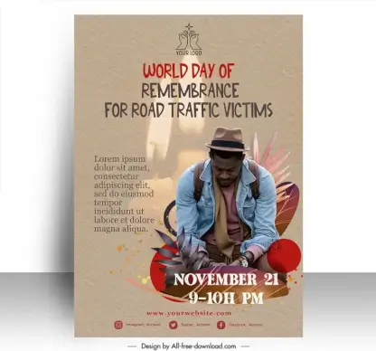 poster international day of remembrance for road traffic victims template praying man sketch candle light decor