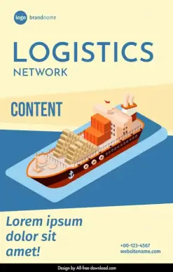 poster logistics network advertising banner modern 3d vessel sketch