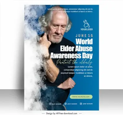poster protect the elderly world elder abuse awareness day template old man smoke sketch realistic design 