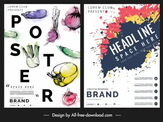 poster templates gunge ink vegetable themes