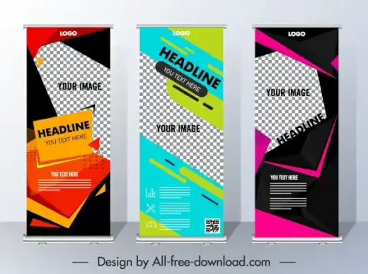 poster templates vertical scroll shape modern abstract design