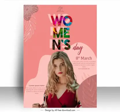 poster womens day template beautiful lady sketch modern realistic