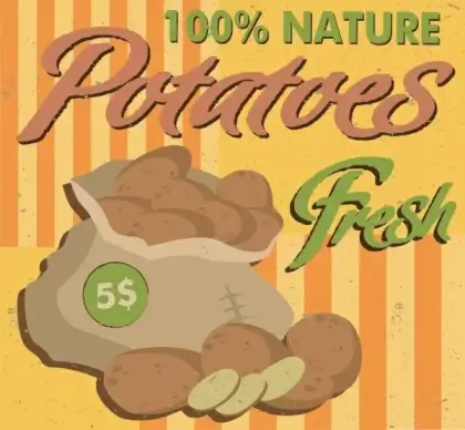 potato advertisement colored retro design bag icon