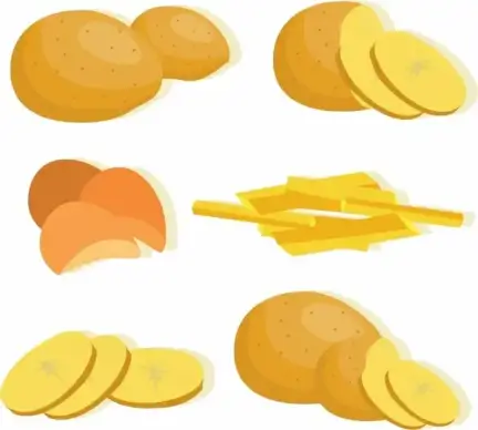 potato icons collection various 3d yellow design